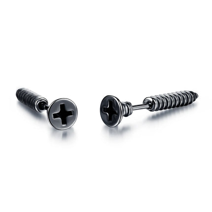 Small Black Punk Stud Earrings For Women Men Boy 2020 New Fashion Zircon Geometry Stainless Steel Jewelry Accessories Earrings