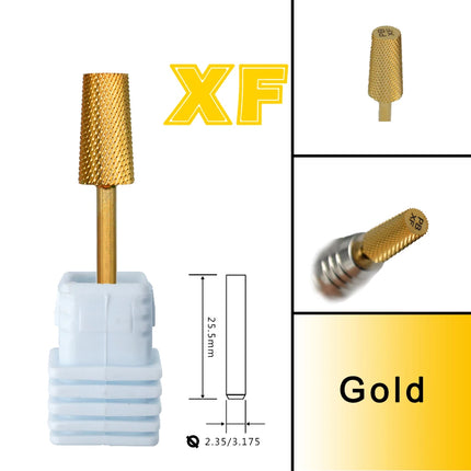 RolinStar 6.6 Large Trapezium Tapered Barrel Gold Silver steel Carbide milling cutter nail drill bit manicure pedicure