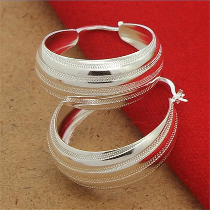 925 Sterling Silver Earrings Fashion Striped Car Flower Earrings 3.5CM For Women'S Wedding Jewelry Gifts