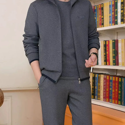 Men's Sportswear Casual Suit Two Piece Set 2022 Autumn New Tracksuit Stand Zipper Gray Sweatshirt Sweatpant Survetement Homme