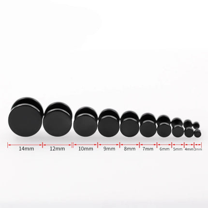 Punk Black Round Stud Earrings For Women Men Boy Minimalism Fashion Stainless Steel Ear Jewelry Earrings Wholesale Size 4mm-14mm