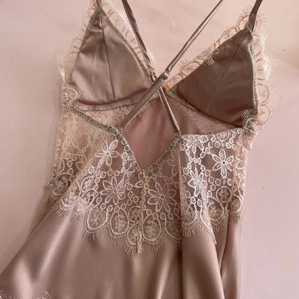 Sexy Lace Strap Nightgown Summer Backless Nightdress Womens Hollow Out Nighty Gown Bride Sleeveless Sleepshirt Sleep Dress