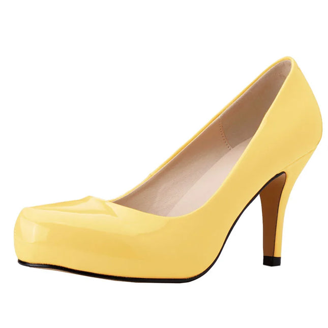 New Leather High Heels Women Pumps Fashion Pointed Toe Office Lady Shoes Black Work Wedding Woman Casual