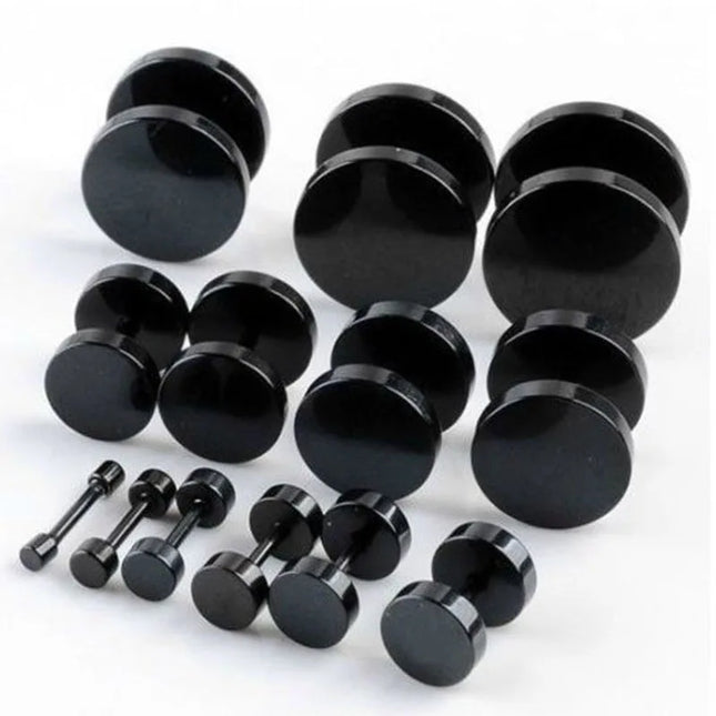 Punk Black Round Stud Earrings For Women Men Boy Minimalism Fashion Stainless Steel Ear Jewelry Earrings