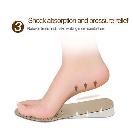 Unisex EVA Invisible Height Increase Insoles Double Cowhide Leather Soles for Men Women Shoes Lift Taller Increasing Insole Pads
