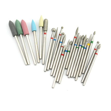 18 Types Nail Rotary Drill Bits Diamond Milling Cutters for Manicure Nail Art Set Silicon Cutters Pedicure Machine Accessories