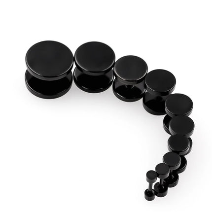 Punk Black Round Stud Earrings For Women Men Boy Minimalism Fashion Stainless Steel Ear Jewelry Earrings Wholesale Size 4mm-14mm