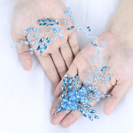 Romantic Bridal Headbands Blue Crystal Hairband Rhinestone Women Headpieces Wedding Accessories for Party Bride Headdress Diadem