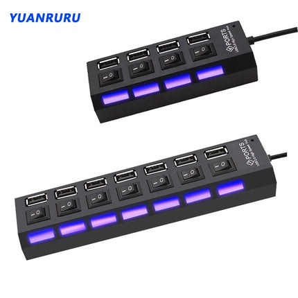 USB 2.0 Hub USB Hub 2.0 Multi USB Splitter Hub Use Power Adapter 4/7 Port Multiple Expander 2.0 USB Hub with - product image
