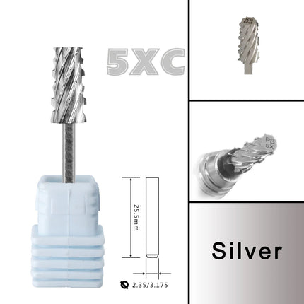RolinStar 6.6 Large Trapezium Tapered Barrel Gold Silver steel Carbide milling cutter nail drill bit manicure pedicure
