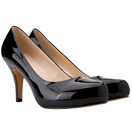 New Leather High Heels Women Pumps Fashion Pointed Toe Office Lady Shoes Black Work Wedding Woman Casual