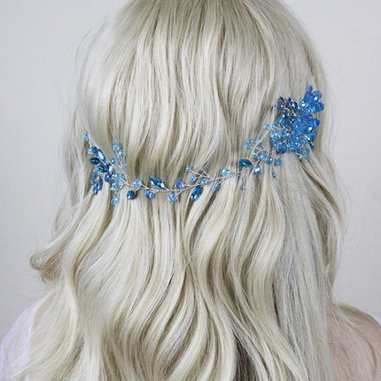 Romantic Bridal Headbands Blue Crystal Hairband Rhinestone Women Headpieces Wedding Accessories for Party Bride Headdress Diadem