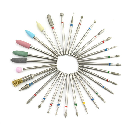 18 Types Nail Rotary Drill Bits Diamond Milling Cutters for Manicure Nail Art Set Silicon Cutters Pedicure Machine Accessories