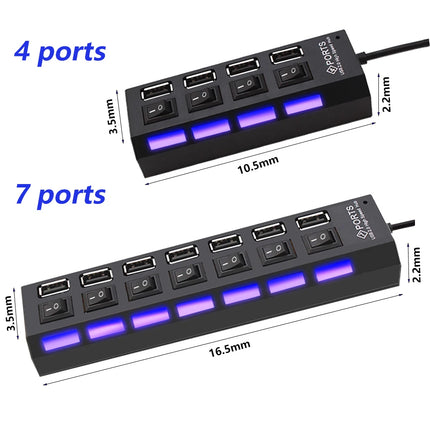 USB 2.0 Hub USB Hub 2.0 Multi USB Splitter Hub Use Power Adapter 4/7 Port Multiple Expander 2.0 USB Hub with - product image
