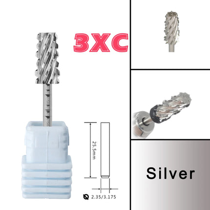 RolinStar 6.6 Large Trapezium Tapered Barrel Gold Silver steel Carbide milling cutter nail drill bit manicure pedicure