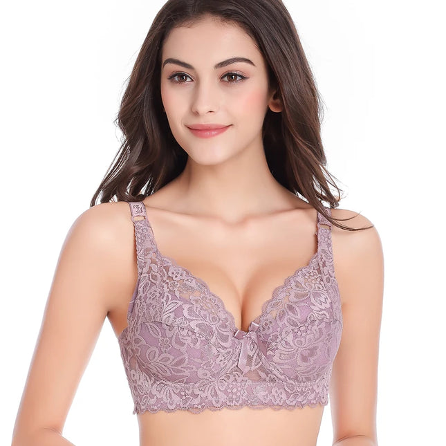 Damen Push Up Schwarze Dessous Sexueller BH Bügel Dünn Baumwolle Wattiert Spitze Durchsichtiger Minimizer BH Große Oberweite 80-115 B C D Cup BH C3306