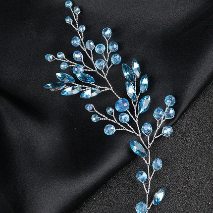 Romantic Bridal Headbands Blue Crystal Hairband Rhinestone Women Headpieces Wedding Accessories for Party Bride Headdress Diadem