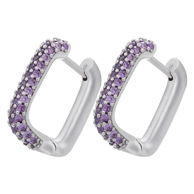 ZHUKOU Hoop earrings gold color silver color small hoop earrings crystal women rainbow earrings Fashion - product image 9