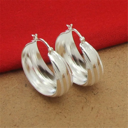 925 Sterling Silver Earrings Fashion Striped Car Flower Earrings 3.5CM For Women'S Wedding Jewelry Gifts