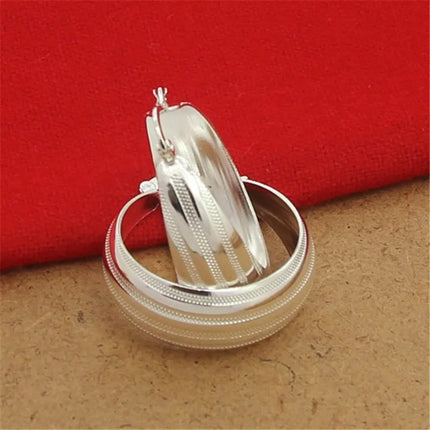 925 Sterling Silver Earrings Fashion Striped Car Flower Earrings 3.5CM For Women'S Wedding Jewelry Gifts