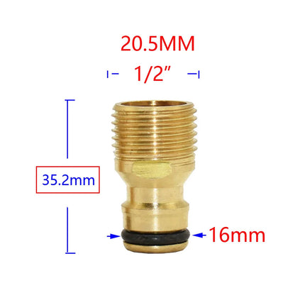 1/2 3/4 5/8 1" Thread Quick Connector Brass Garden Watering Adapter Drip Irrigation Copper Hose Quick Connector Fittings 1 Pcs