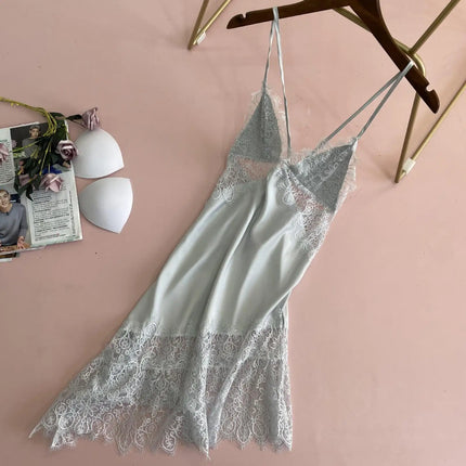 Sexy Lace Strap Nightgown Summer Backless Nightdress Womens Hollow Out Nighty Gown Bride Sleeveless Sleepshirt Sleep Dress