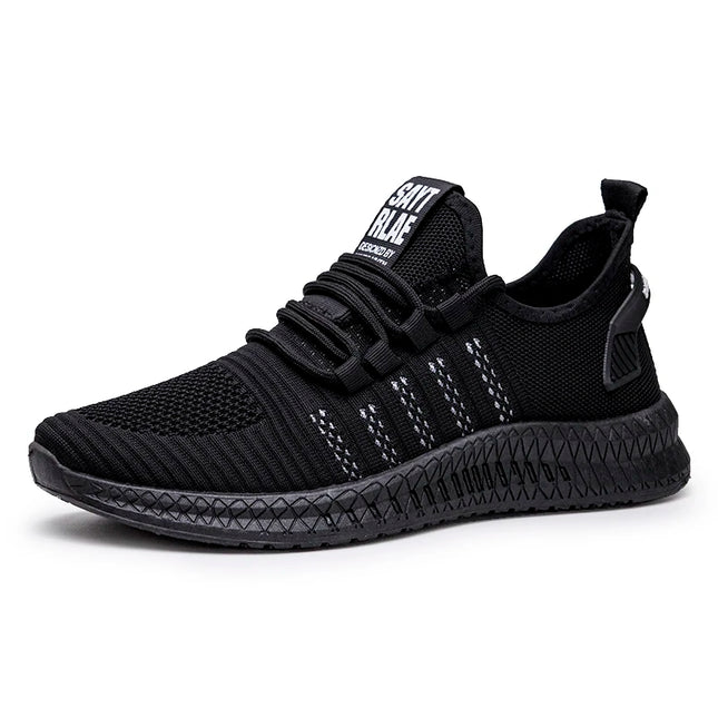 All-black knit sneaker, side view