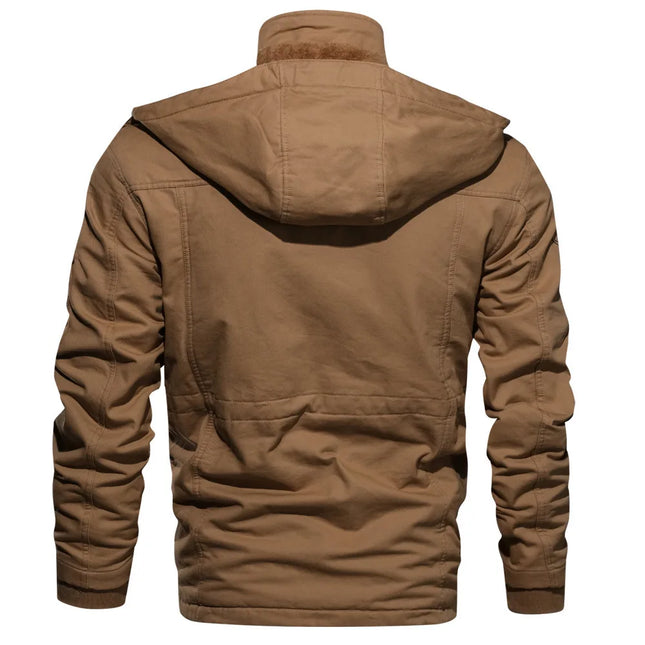 Chaqueta polar de invierno para hombre, abrigo térmico grueso informal, chaquetas de piloto militares, ropa militar, chaqueta con capucha para hombre