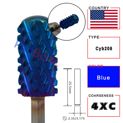 RolinStar 6.6 Large Round Top Barrel 4XC Gold Silver Dark Purple Blue Rainbow Rose gold 7 different color nail drill bits