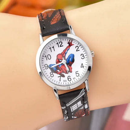 Disney SpiderMan Watch Cute Cartoon Watch Kids Watches Boys Christmas Gift  Leather Quartz Watch