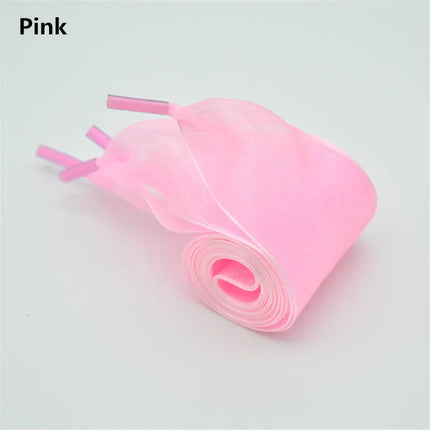 4 cm Width Organza Shoelaces DE Training Shoes Beautiful Chiffon Transparent Lace Widened Leisure Sports Shoes Laces DIY Decorat