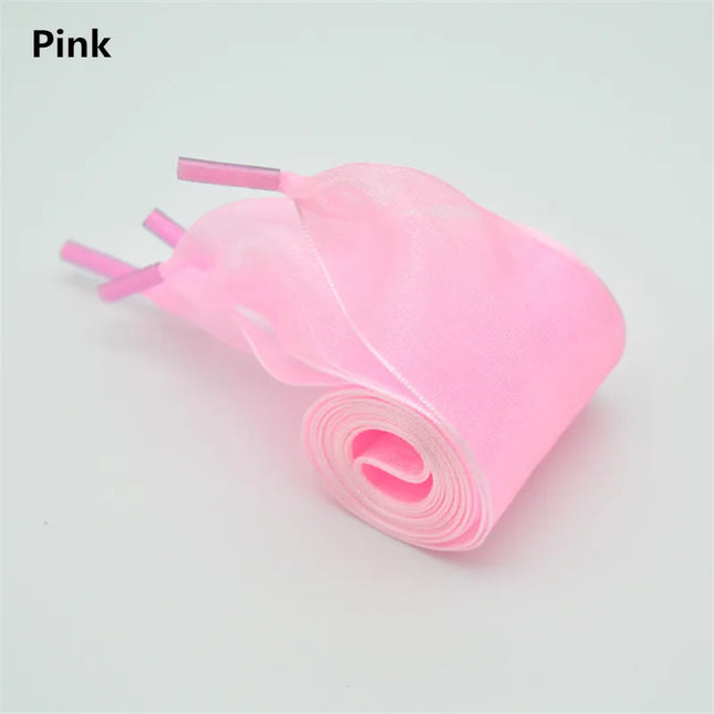 4 cm Width Organza Shoelaces DE Training Shoes Beautiful Chiffon Transparent Lace Widened Leisure Sports Shoes Laces DIY Decorat