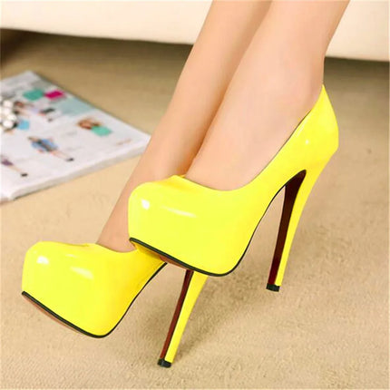 Big Size 35-45 Sexy Platform Female Party Pumps Stiletto Wedding Fashion Patent Leather High Heels Shoes for Women 2025 Shallow