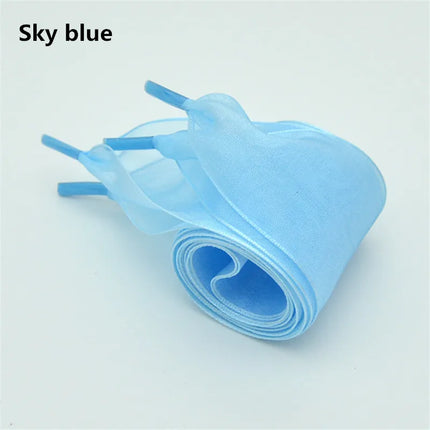 4 cm Width Organza Shoelaces DE Training Shoes Beautiful Chiffon Transparent Lace Widened Leisure Sports Shoes Laces DIY Decorat