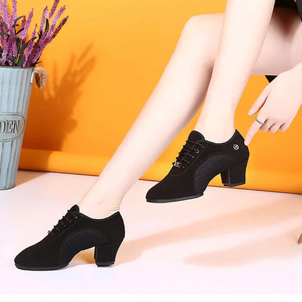 Latin Dance Shoes Woman Salsa Ballroom Dancing Shoes Women Practice Dance Shoes Middle Heel Ladies Modern Jazz Dance Sneakers