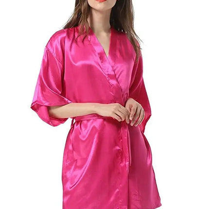 New Black Chinese Women's Faux Silk Robe Bath Gown Hot Sale Kimono Yukata Bathrobe Solid Color Sleepwear S M L XL XXL NB032