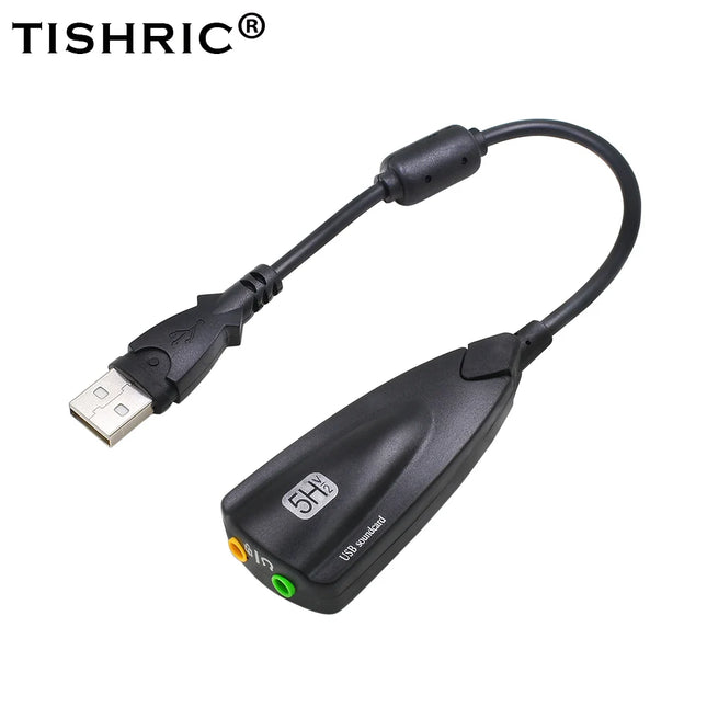 TISHRIC Promotion 5HV2 externe USB Soundkarte 7.1 mit 3,5mm Audio Interface Adapter für Kopfhörer Lautsprecher Laptop Computer PC