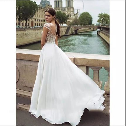 SoDigne Boho Wedding Dress 2022 Simple Side Slit Lace Backless Bridal Gown V-neck Beach Wedding Dresses Plus Size Customized