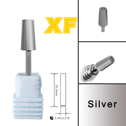 RolinStar 6.6 Large Trapezium Tapered Barrel Gold Silver steel Carbide milling cutter nail drill bit manicure pedicure