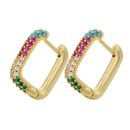 ZHUKOU Hoop earrings gold color silver color small hoop earrings crystal women rainbow earrings Fashion jewelry wholesale VE144