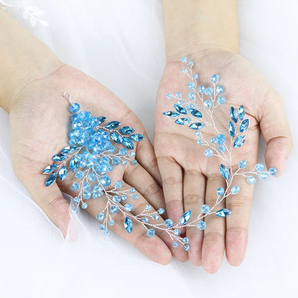 Romantic Bridal Headbands Blue Crystal Hairband Rhinestone Women Headpieces Wedding Accessories for Party Bride Headdress Diadem