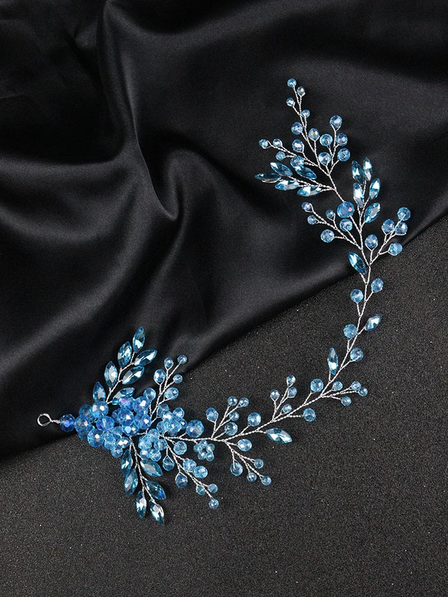 Romantische Braut-Haarreifen mit blauen Kristallen, Strass-Haarreif für Damen, Hochzeitsschmuck für Party, Braut-Kopfschmuck, Diadem