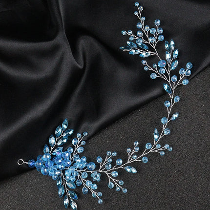 Romantic Bridal Headbands Blue Crystal Hairband Rhinestone Women Headpieces Wedding Accessories for Party Bride Headdress Diadem