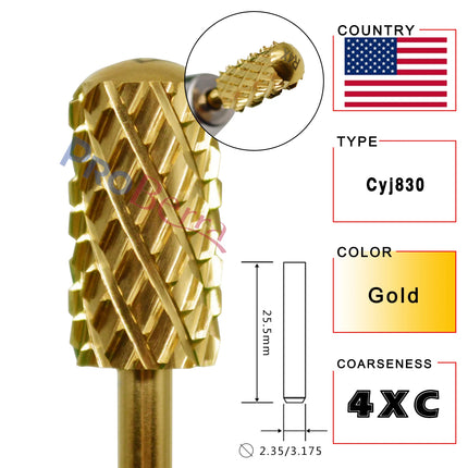 RolinStar 6.6 Large Round Top Barrel 4XC Gold Silver Dark Purple Blue Rainbow Rose gold 7 different color nail drill bits