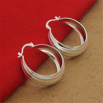 925 Sterling Silver Earrings Fashion Striped Car Flower Earrings 3.5CM For Women'S Wedding Jewelry Gifts