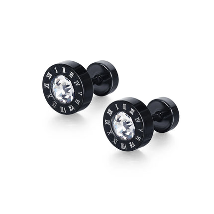 Small Black Punk Stud Earrings For Women Men Boy 2020 New Fashion Zircon Geometry Stainless Steel Jewelry Accessories Earrings