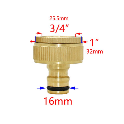 1/2 3/4 5/8 1" Thread Quick Connector Brass Garden Watering Adapter Drip Irrigation Copper Hose Quick Connector Fittings 1 Pcs