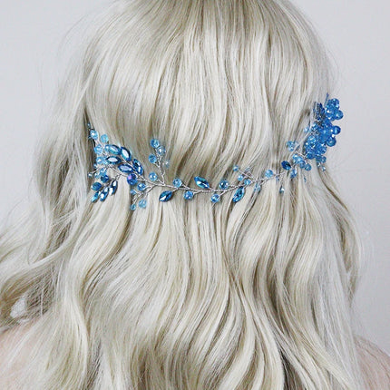 Romantic Bridal Headbands Blue Crystal Hairband Rhinestone Women Headpieces Wedding Accessories for Party Bride Headdress Diadem