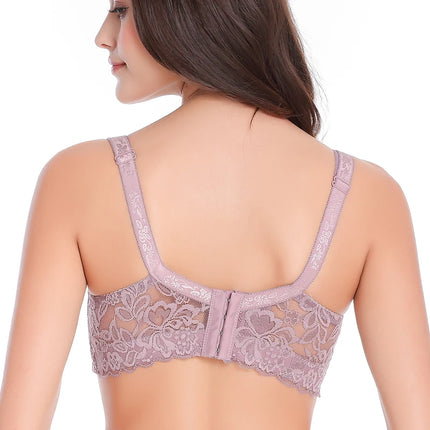 Women Push Up Black Lingerei Sexy Bra Underwire Thin Cotton Padded Lace Sheer Minimizer Bra Big Bust 80-115 B C D Cup Bra C3306