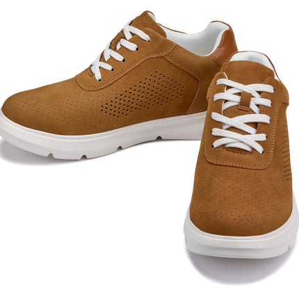 CALTO - J1583  - 2.6 Inches Taller (Brown) - Lightweight Casual Walkers